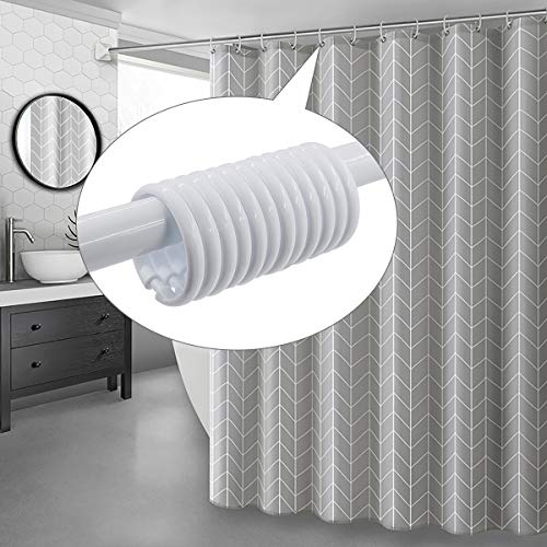 Shower Curtain Rings-12 Pack- Plastic Shower Curtain Hooks O-Shaped Rings Hook Glide Easily on Bathroom Shower Rod(White)