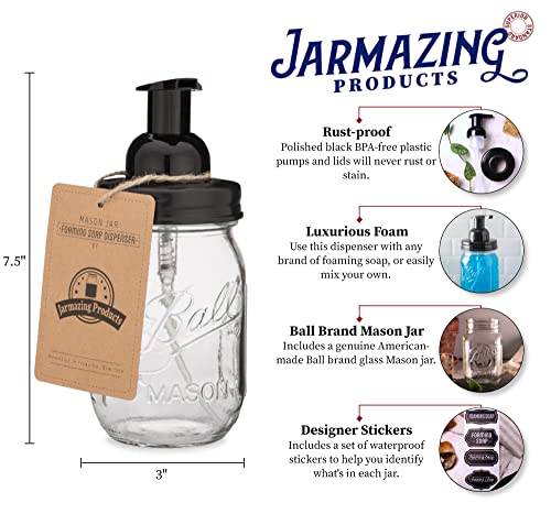 Mason Jar Foaming Soap Dispenser - Black - with 16 Ounce Ball Mason Jar - One Pack! - color: Ball Jar, Black, size: 1 Pack