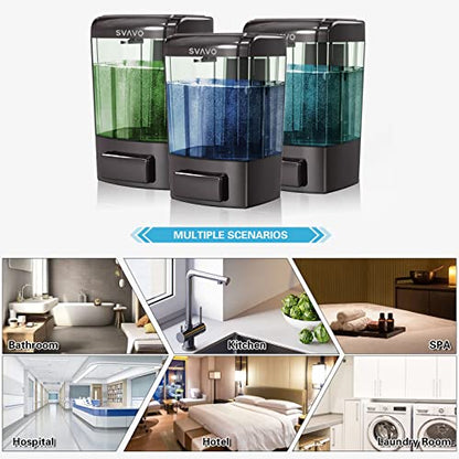 SVAVO Wall Mounted Soap Dispenser Kitchen Bathroom Manual Soap Dispenser Refillable Hand soap Dispenser for Liquid Contianers Shampoo Gel Chamber for Household Commerical 23.7oz (700ml) ABS - color: Dark Gun
