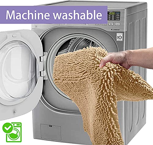RUN HELIX Beige Bath Mat Set - 32"L x 20"W + 24"L x 16"W, Non Slip, Machine Washable, Home Decor - color: Beige