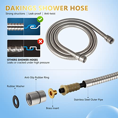 6 Spray Modes High Pressure Handheld Showerhead Set Upgraded | 5 Inches Shower Head with Handheld Spray Brushed Nickel Handheld Shower Head 60 Inches Stainless Steel Hose-1-Min Install - color: Brushed Nickel
