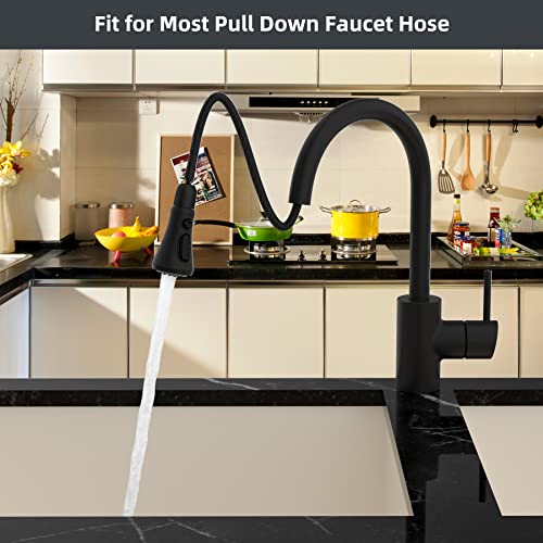 Hibbent Pull Down Spray Head for Kitchen Faucet, NSF/ANSI/CAN 61 & CUPC Certified 3-Function Spray Nozzle, 15 Adapters, Sink Faucet Head Replacement Compatible with Moen, Delta, Kohler, Matte Black - color: Matte Black, style: 1.8 Gallon Per Minute