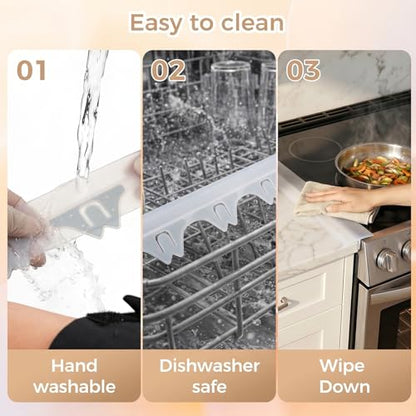 Silicone Stove Gap Covers with Stainless Steel, Oven Gap Filler Seals Gaps Between Stovetop and Counter, Stove Gap Guards Range Trim Kit, Easy to Clean Stove Gap Guard (Clear 2 Pack,25") - color: Clear, size: 25 inches
