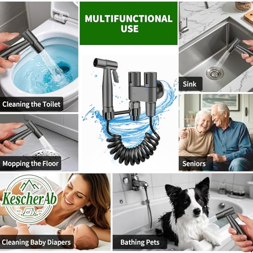 Handheld Toilet Bidet Sprayer for Toilet | Adjustable Water Pressure Control with Complete Bidet Spray Hoses Kit for Feminine Wash, Cloth Diaper Sprayer for Baby Wash - color: Gray
