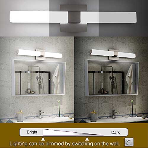 LED Vanity Light 24.2" Frosted White Acrylic Brushed Nickel for Bathroom Vanity Lighting Fixtures Cool White 6000K - color: Brushed Nickel - Dimmable, size: 24 inch