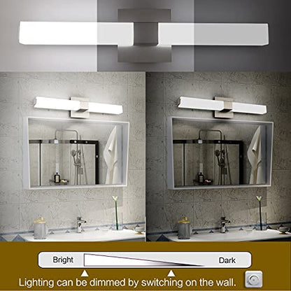 LED Vanity Light 24.2" Frosted White Acrylic Brushed Nickel for Bathroom Vanity Lighting Fixtures Cool White 6000K - color: Brushed Nickel - Dimmable, size: 24 inch