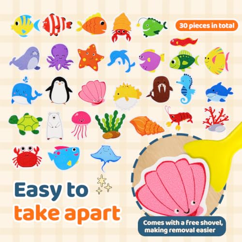 30 PCS Non Slip Bathtub Stickers for Kids, Cute Anti-Slip Shower Treads with Premium Scraper, Waterproof Safety Appliques for Bathroom Tub, Shower Floor, Stairs (Ocean) - color: Ocean