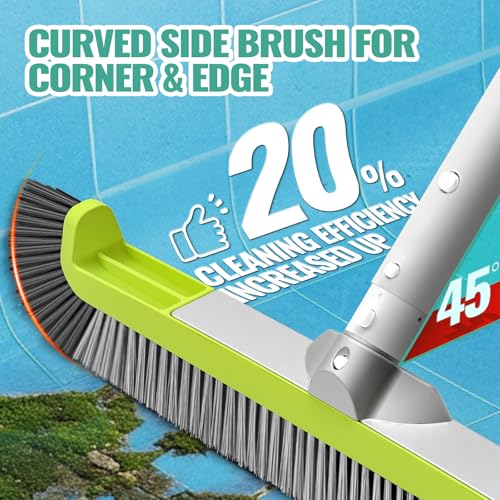 18" Pool Brush Head - Scrub Brush, Curved Ends, Fits Φ1.25” Poles | Scrub Brushes for Cleaning Swimming Pool Walls, Tile, Fiberglass, Flooring and Vinyl Pools, Green & Dark Gray & Gray - color: Dark Gray & Gray