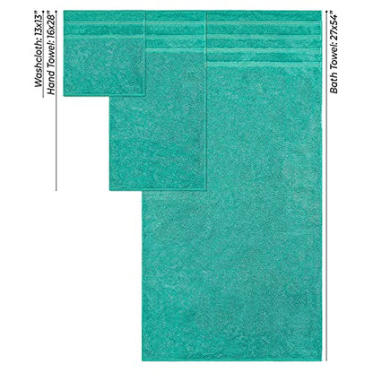 American Soft Linen 100% Carde Cotton 6 Piece Towel Set, 590 GSM Heavy Weight Soft Absorbent Turkish Towels for Bathroom, Turquoise - color: Turquoise