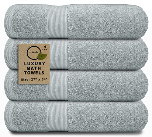 Luxury Bath Towels Set of 4 (27” x 54”) | Towels for Bathroom | Super Soft | Highly Absorbent Towels for Home, Spa, Gym (Silver Grey) - color: Silver Grey