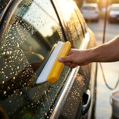 2 Pack 14 Inch Car Drying Squeegee, Yellow Flexible Silicone Water Blade for Window Shower, Auto T-Bar Rubber Wiper for Windshield & Bathroom - size: 2 Pack