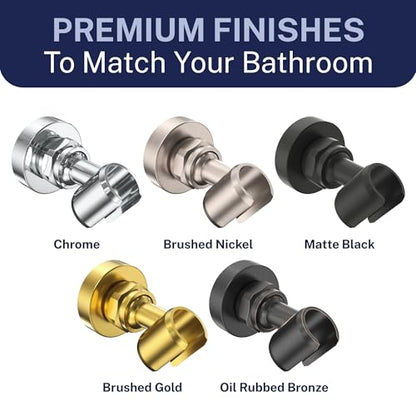 HammerHead Showers Solid Metal Handheld Showerhead Holder Wall Mount, Adjustable Screw-Mounted Pivot Ball, Shower Hose Holder, Fits Most Handheld Showerheads, Brushed Nickel - style: Brushed Nickel