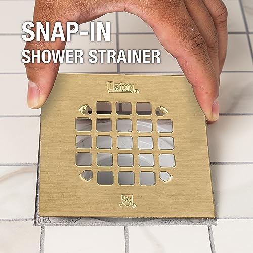 Oatey 42361 Universal 4-1/4 in. Snap-Tite Square Shower Strainer in Brushed Gold