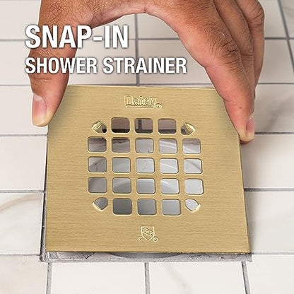 Oatey 42361 Universal 4-1/4 in. Snap-Tite Square Shower Strainer in Brushed Gold