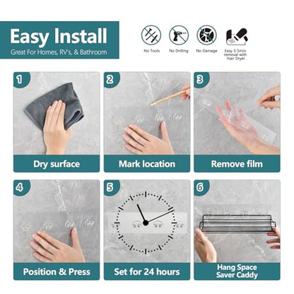4 Pack Shower Caddy Adhesive Replacement, Strong Shower Shelf Adhesive Hooks for Corner Shelf Basket, Bathroom Rack, Kitchen Rack and Soap Holder - size: 4 Pack 10.23"L