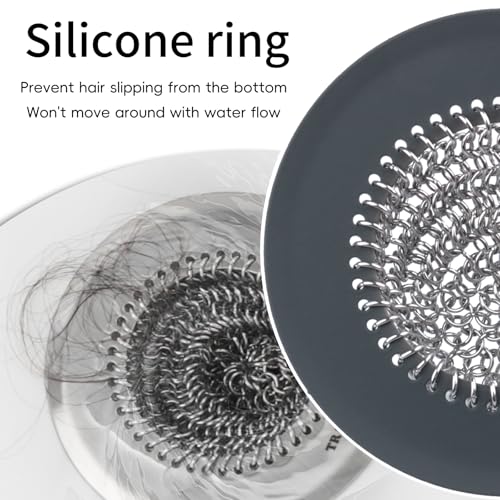 TRAPMATE Shower Drain Hair Catcher, 4.4" Anti-Clogging Bathtub Drain Cover | Easy Flip Cleaning, Traps Hair with Fast Drainage, Anti-Slip Drain Protector Fits Regular & Pop-up Drains (Patented Product) - color: Silver