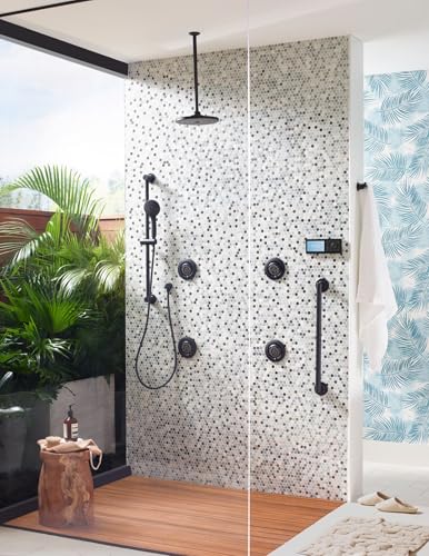 Moen Matte Black Smart Shower 4-Outlet Digital Water Controller for Thermostatic Shower Valve, TS3304BL - color: Matte Black, size: 4-Outlet, style: 4-Outlet