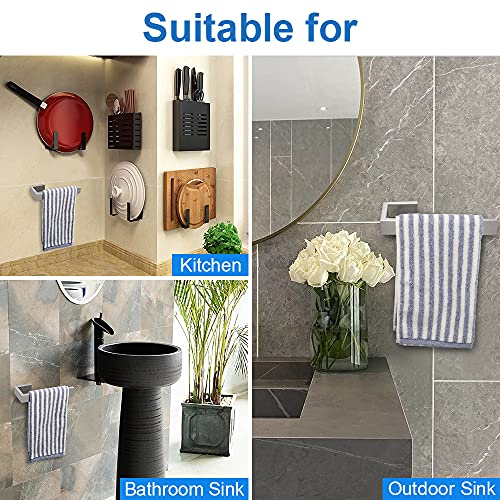 TocTen Hand Towel Holder/Towel Ring - Thicken SUS304 Stainless Steel Bathroom Hand Towel Hanger, 9 Inch Heavy Duty Wall Mounted Towel Rack, Square Hand Towel Bar for Bathroom Hardware (Brush, 9 in) - color: Brushed, size: 9 In-Rectangular