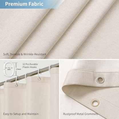 Waterproof Fabric Shower Curtain,No Liner Needed,72x72,Cream | 2-in-1 Design,Linen Textured,100% Waterproof TPU-Laminated Backing,Magnetic Weighted,Machine Washable,For Bathroom,Hotel - color: Cream, size: 72"W x 72"L (Pack of 1)