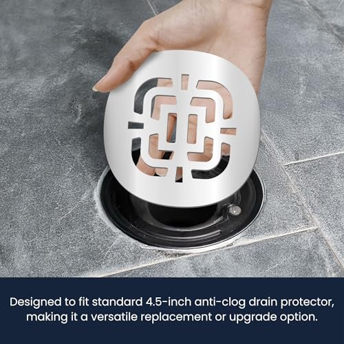 Performore Shower Drain Hair Catcher – 4.5" Stainless Steel Drain Cover & Strainer, Rust-Resistant, Easy to Clean, Anti-Clog Hair Trap for Bathroom or Bathtub