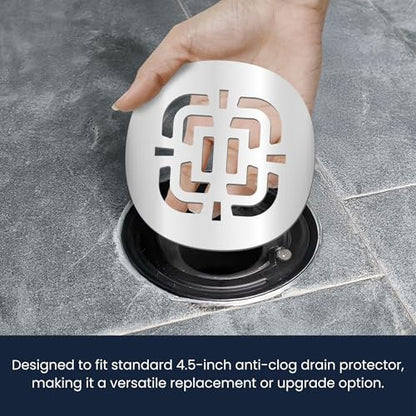 Performore Shower Drain Hair Catcher – 4.5" Stainless Steel Drain Cover & Strainer, Rust-Resistant, Easy to Clean, Anti-Clog Hair Trap for Bathroom or Bathtub