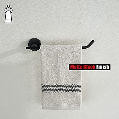 JQK Black Hand Towel Holder, Stainless Steel Towel Bar for Bathroom, 9 Inch Necklace Holder Matte Black Wall Mount, TR100-PB - color: Black, size: 9 Inch (Right)