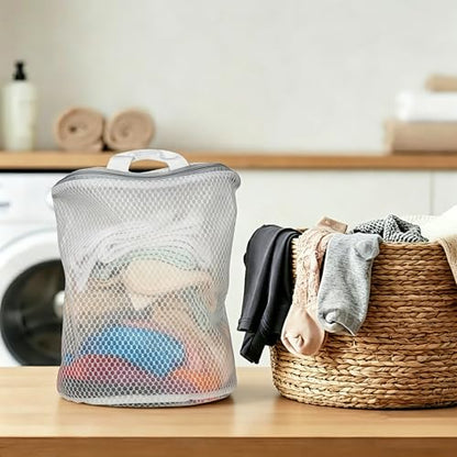 2Pcs Mesh Hanging Laundry Bags for Washing Machine, 15 X 12 inch Wash Bag for Clothes Delicates Lingerie with S Hooks