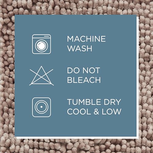 TOWN & COUNTRY BASICS Spa Step Noodle Solid Bathroom Toilet Lid Cover, Plush, Soft, and Absorbent, Machine Washable, Taupe, 18.5"x19.6" - color: Taupe