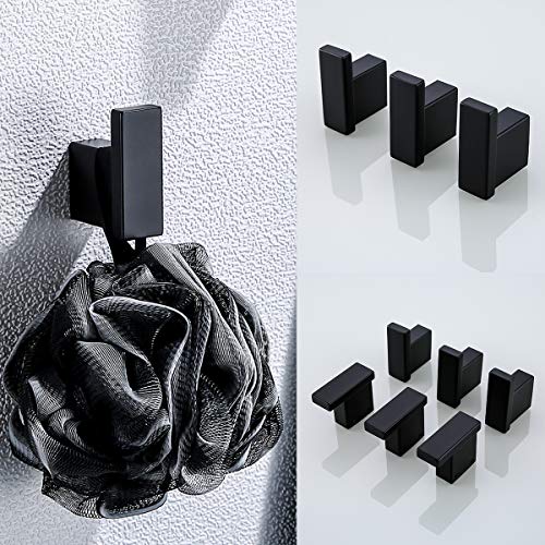 RANDOM Matte Black Towel Hooks for Bathrooms Kitchen Black Hooks for Hanging 2 Pack SUS 304 Stainless Steel Wall Hooks Modern Bathroom Hardware Accessories Coat Robe Hook Wall Mounted.96009-8MB - color: Single Hook-Matte Black