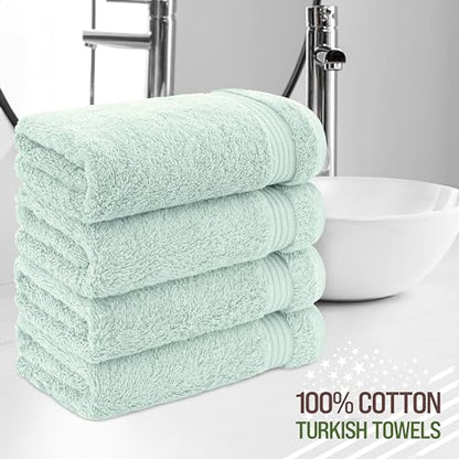 American Veteran Towel, Hand Towels for Bathroom Set of 4, 100% Cotton Turkish Hand Towel Sets, Soft Hand Face Towels, Mint Green Hand Towels - color: Mint