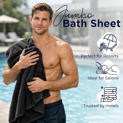 DAN RIVER Pack of 1 Oversized Bath Sheet, 40 x 80 Inches, Black | 100% Cotton Jumbo Bath Towel with Extra Large Coverage, Lightweight Feel, Super Soft & Quick Dry - color: Black, size: 40x80" Oversized Bath Sheet