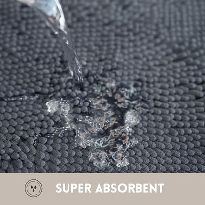 Bathroom Rug Sets 2 Piece, Extra Thick and Absorbent, Non-Slip, Machine Washable, Dry Quckily, Soft Cozy Plush, Used Under Shower Bathtub and Sink, Dark Grey - color: Dark Grey, size: 20 x 32 inch + 20 x 20 inch (U-Shape)