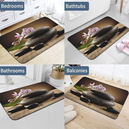 Soft Diatomaceous Earth Zen Stone Bath Mat 16x24 Absorbent Quick Dry Stone Bath Mats 0.15" Ultra Thin Non-Slip Bathroom Rug with Rubber Backing Easy Clean Floor Mat for Shower Entryway - size: 1'4" x 2' (Rectangular)