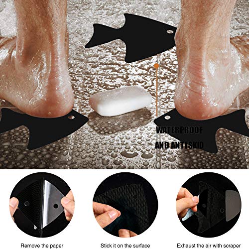 Secopad Bathtub Stickers Non-Slip, 24 PCS Safety Shower Treads Adhesive Appliques with Premium Scraper (Black) - color: Black
