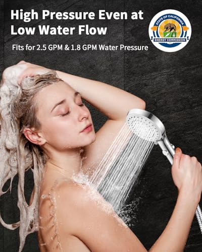 Shower Head with Handheld, High Pressure Showerhead with Long Hose | 80" Extra Long Stainless Steel Hose & Adjustable Bracket, Shower Heads with ON/OFF Switch for Pets Bath, Chrome - color: Premium Chrome, style: 6 Spray-Settings