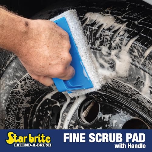 STAR BRITE Fine White Scrub Pad with Interchangeable Handle - size: Medium, style: Fine White