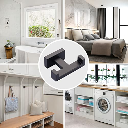 Double Bathroom Towel Hook for Wall Mounted - Matte Black Modern Towel Holder - Heavy Duty Coat Robe Hooks for Wall - Stainless Steel Shower Towel Hanger - color: Matte Black