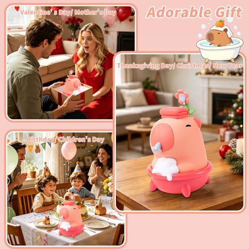 Cute Soap Dispenser - Pink Kids Automatic Foam Hand Soap Dispenser Touchless,Wall Mount Waterproof USB Rechargeable, 9.5oz for Bathroom, Office, Hotel, Hospital, Preschool Children - color: Pink Capybara
