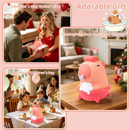 Cute Soap Dispenser - Pink Kids Automatic Foam Hand Soap Dispenser Touchless,Wall Mount Waterproof USB Rechargeable, 9.5oz for Bathroom, Office, Hotel, Hospital, Preschool Children - color: Pink Capybara