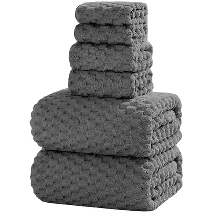 6 PC Bath Towel Set,40"x80"Microfiber Towels,Charcoal Gray | Microfibers，Extra-large size，Quick dry，Highly Absorbent，Big and Tall users，2Bath towels 2Hand towels 2Washcloths - color: Charcoal Gray, size: Bath Sheet Set-6PCS