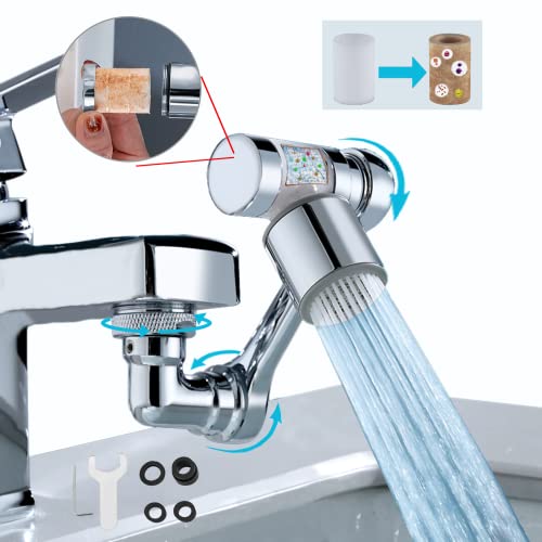 1080° Rotating Filter Faucet Extender,PP Cotton Filter Faucet, Universal Splash Filter Faucet, Water Filter Faucet for Kitchen Bathroom, Swivel Faucet Aerator with 2 Water Outlet Modes - color: Filter Faucet Extender