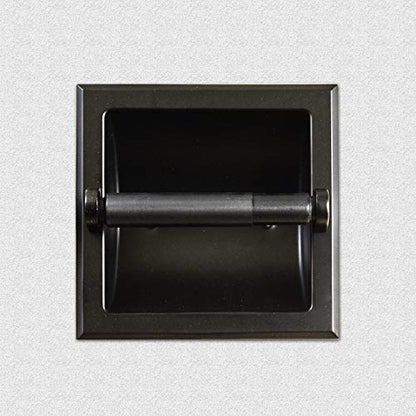 SENTO Recessed Matte Black Toilet Paper Holder, Wall Mounted Heavy Duty Metal Toilet Paper Roll Holder with Rear Mounting Bracket, in Wall, Easy Installation, Matte Black - color: Matte Black