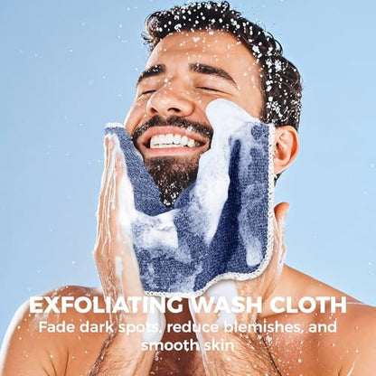 ZOMCHI Exfoliating Washcloth for Face and Body, Dual Texture, 2 Pack, Blue | Wash Cloths for Men and Women, Quick-Drying Scrub Bath Cloth, Shower Wash Cloth, Rich Lather, Deep and Gentle - style: Blue Washcloth