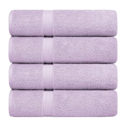 Cute Bath Towels Set of 4 - Luxury & Cozy - Large (28" x 56") Absorbent, 100% Cotton - Versatile, Perfect as, Hotel Towel, Spa Towels - Lilac - color: Lilac