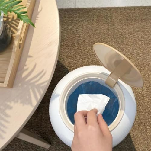 URALFA Bathroom Trash Can with Lid, 3 Gallon / 11L Garbage Can with Pop-Up Lid, Small Dog Proof Trash Cans, Plastic Waste Basket with Removable Legs for Bathroom, Bedroom, Kitchen, Office, White - color: White, style: Press Open
