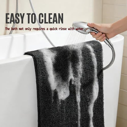 47 * 16in Shower Mat Bathtub Mat Non Slip | Bathmats Non Slip, Quick Drying Foot Scrubber Loofah Mats for Inside Shower, Tub, Bathroom, Home, Black - color: Black, size: 47" x 16" (Rectangular)