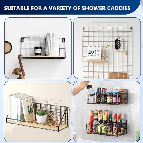 Shower Caddy Adhesive Replacement Hooks, Strong Waterproof Strips, No Drilling for Bathroom Shelves, Kitchen Racks, and Soap Holders (Transparent-6 Pack 1&3 Hook) - color: Transparent-6 Pack 1&3 Hook