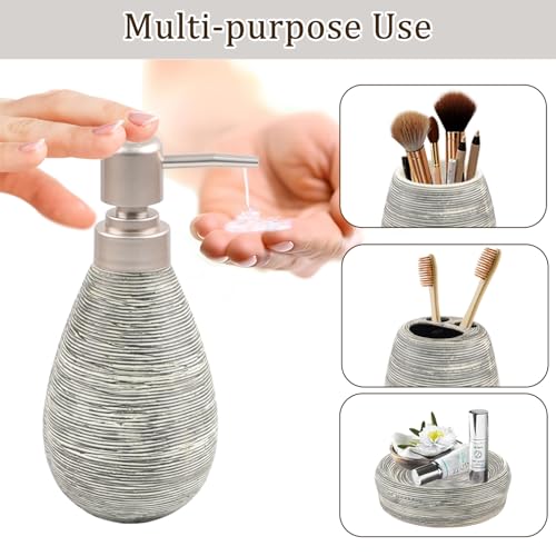 CERBIOR Bathroom Accessories Set,4 PCS Ceramic Bath Accessory,Grey | Includes Toothbrush Holder, Toothbrush Cup, Soap Dish for Decorative Countertop and Housewarming Gift - style: Grey