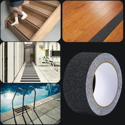 EUBUY Longer Heavy Duty Anti Slip Grip Tape, Anti Slip Traction Tape, Non Slip Sandpaper Tape Self Adhesive Tape for Stair Steps Ramp, Indoor & Outdoor Waterproof Stair Treads Non-Slip