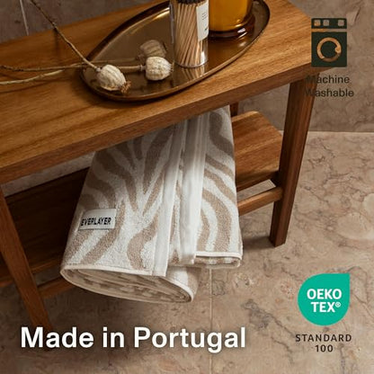 Everlayer Luxury Bath Towel, 1 Piece, 28 x 55 Inch, Made in Portugal | 500 GSM, 100% Combed Cotton, Utra-Soft & Plush, Reversible Design, Oeko-Tex Certified, Incl 1 Piece Bath Towel , Sand Allover - color: Sand Allover, size: Bath Towel, style: 1 Pc